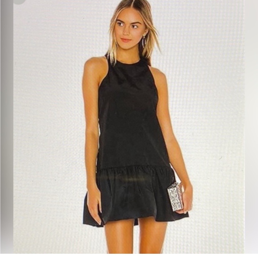 Amanda Uprichard Alejandro Drop Waist Mini Dress in Black